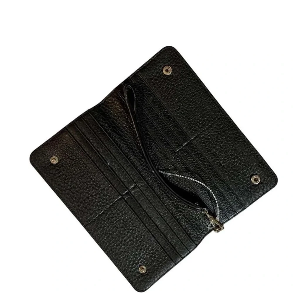 Kate Spade New York Black Pebbled Leather Wristlet Wallet Clutch Gold Hardware